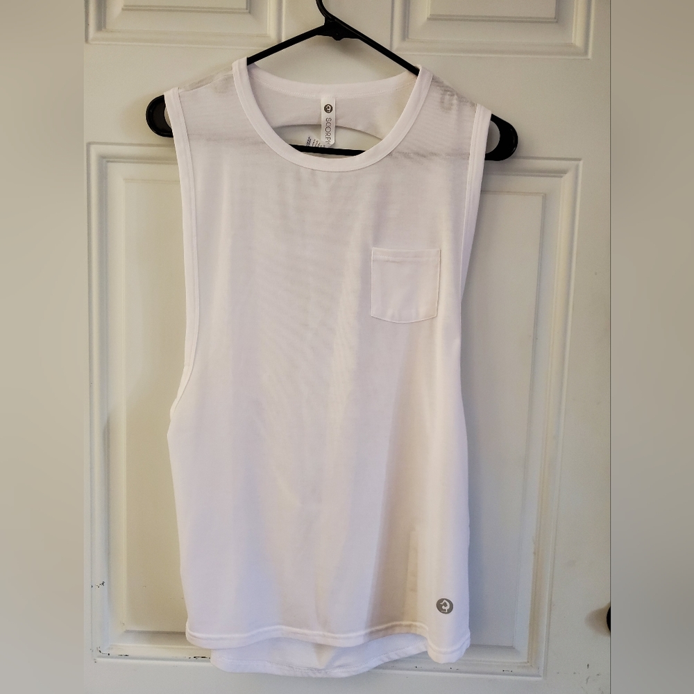 Scorpio Sol Slash Back Front Pocket Tank - White